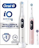 Oral-B iO Series 6 Duo electric toothbrush set with two handles and replacement brush heads.
