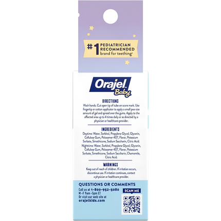 Orajel Baby Daytime & Nighttime Cooling Gels for Teething (Drug-Free) Two 0.18oz Tubes