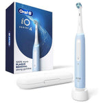Oral-B iO Series 4 electric toothbrush with charging base and white travel case.