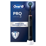 Oral-B Pro Series 3 electric toothbrush with visible gum pressure control technology.