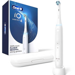 Oral-B iO Series 4 electric toothbrush with charging base and travel case.