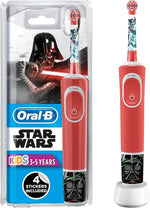 Oral-B Star Wars kids electric toothbrush with Darth Vader design and stickers.
