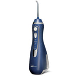 Blue Waterpik waterflosser oral irrigator for dental hygiene on a white background
