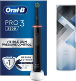 Oral-B Pro 3 3500 electric toothbrush with visible gum pressure control and travel case.