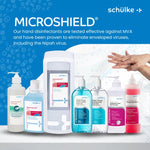 Schülke Microshield hand disinfectants and antiseptic hand rub solutions for virus elimination.