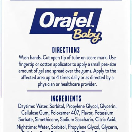 Orajel Baby Daytime & Nighttime Cooling Gels for Teething (Drug-Free) Two 0.18oz Tubes