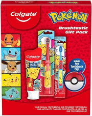Colgate Kids Pokemon Toothbrush Set, Battery & Manual Toothbrush, Toothpaste, Blue/Black/Red