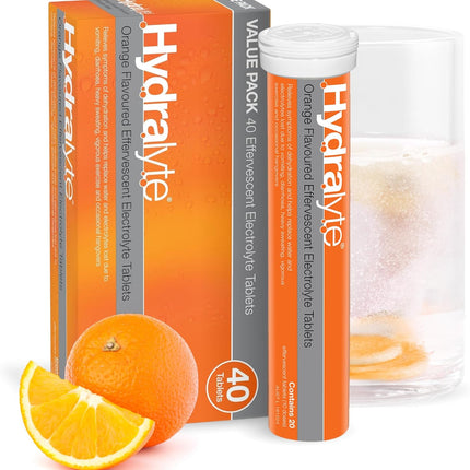 Hydralyte Effervescent Electrolyte 40 Tablets - Great for Running, Sports & Daily Hydration - Convenient & Self-Dissolving Tablets
