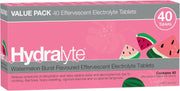Hydralyte Watermelon Burst flavoured effervescent electrolyte tablets value pack.