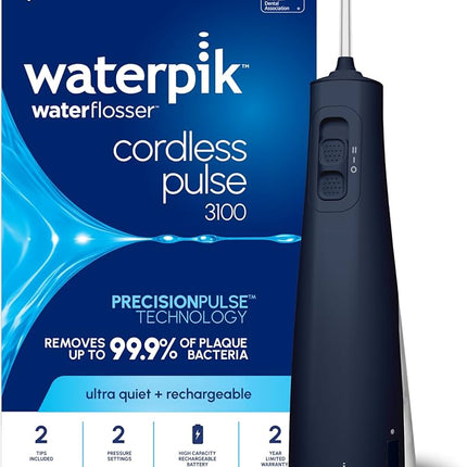 Waterpik WF-20 Cordless Pulse 3100 Rechargeable Portable Water Flosser for Teeth, Gums, Braces Care and Travel