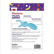 Back of Plackers Kids Dual Gripz dental floss picks packaging with usage directions.