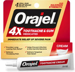 Orajel 4X Medicated Toothache and Gum Pain Relief Cream packaging.