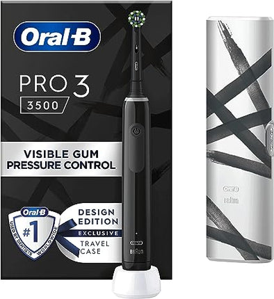 Oral-B Pro 3 Electric Toothbrush with Smart Pressure Sensor, 1 Cross Action Toothbrush Head & Travel Case