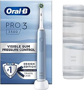 Oral-B Pro 3 Electric Toothbrush with Smart Pressure Sensor, 1 Cross Action Toothbrush Head & Travel Case