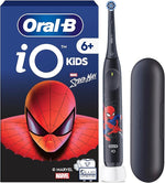 Oral-B iO Kids Spider-Man electric toothbrush with charging case and brush head.