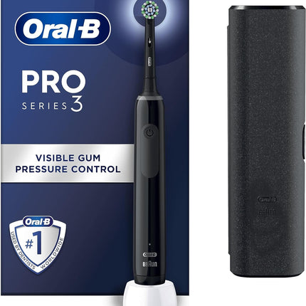 Oral-B Pro 3 Electric Toothbrush with Smart Pressure Sensor, 1 Cross Action Toothbrush Head & Travel Case