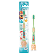Kodomo soft and slim children's toothbrush with lion character and suction cup base.