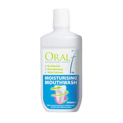 Oral7 Moisturising Mouthwash with calcium and no alcohol, 500ml bottle.