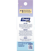 Orajel Baby teething gel packaging with directions, ingredients, and pediatrician recommendation.