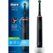 Oral-B Pro 3 3000 black rechargeable electric toothbrush with 360 degree gum pressure control.