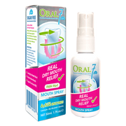 Oral 7 sugar free mild mint mouth spray for real dry mouth relief, 50ml bottle and box.
