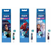Oral-B Kids 3+ electric toothbrushes with Buzz Lightyear, Spider-Man, and Frozen characters.