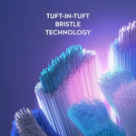 Close-up of tuft-in-tuft bristle technology for advanced oral hygiene tools.