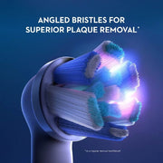 Electric toothbrush head with angled bristles for superior plaque removal.