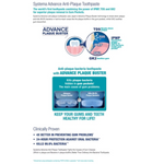 Infographic of anti-plaque toothpaste showing how it kills bacteria in gum pockets.