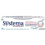 Systema Sensitive and Gum Protection anti-plaque whitening toothpaste box.