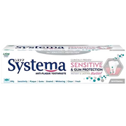 Systema Sensitive and Gum Protection anti-plaque whitening toothpaste box.