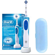 Oral-B Vitality Precision Clean rechargeable electric toothbrush with blue travel case.