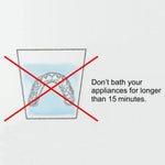 Instructional graphic advising not to soak dental appliances in water for more than 15 minutes.