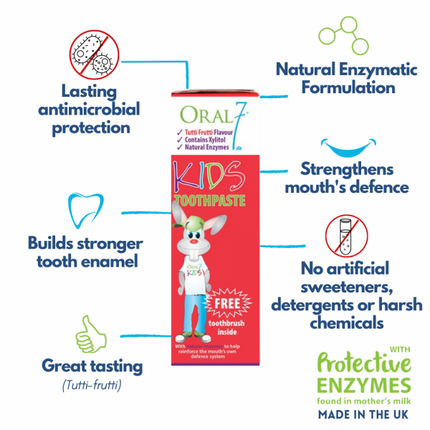 Oral 7 Seven Kids Toothpaste - Free Toothbrush