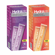 Hydralyte electrolyte ice blocks in apple blackcurrant and orange flavors for rehydration.