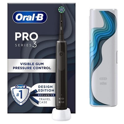 Oral-B Pro 3 Electric Toothbrush with Smart Pressure Sensor, 1 Cross Action Toothbrush Head & Travel Case