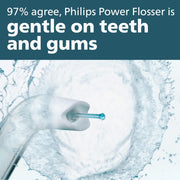 Philips Power Flosser emitting a gentle water stream for oral hygiene and gum care.