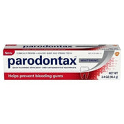 Parodontax whitening toothpaste box for healthy gums and strong teeth.