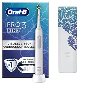 Oral-B Pro 3 Electric Toothbrush with Smart Pressure Sensor, 1 Cross Action Toothbrush Head & Travel Case