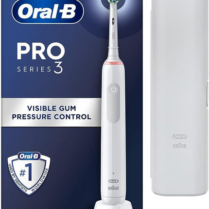 Oral-B Pro 3 Electric Toothbrush with Smart Pressure Sensor, 1 Cross Action Toothbrush Head & Travel Case