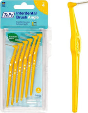 TePe Interdental Brush Angle size 4 pack of 6 yellow oral hygiene brushes.