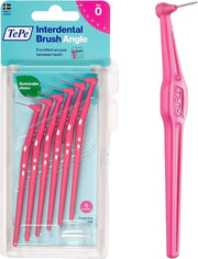 Tepe pink interdental angle brushes for cleaning between teeth, pack of 6.