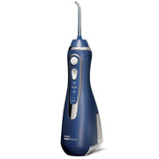 Blue Waterpik waterflosser oral irrigator for dental hygiene on a white background